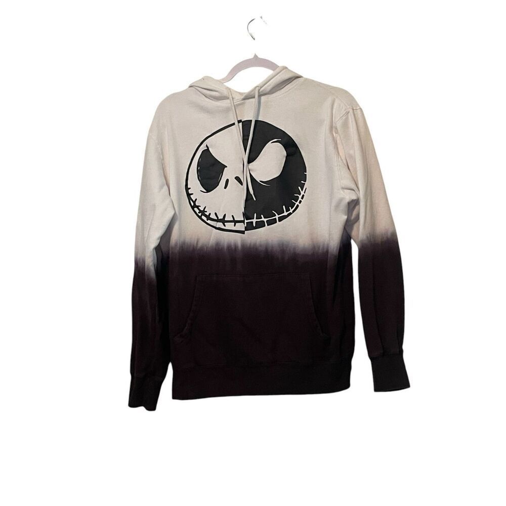 Disney Mens White Black Ombre Long Sleeve Jack Skellington Hoodie Size Medium
